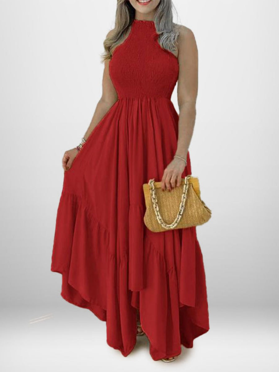 Halter Sleeveless Irregular Hem Temperament Vacation Parties Maxi Dresses