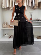 Suit Vest Pleated Skirt Two Sets