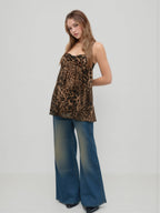 Leopard Print Chiffon Ruffle Tank Top