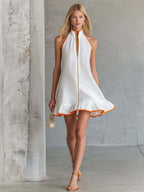 Halter V-neck Loose-fit Home Vacation Mini&Short Dresses