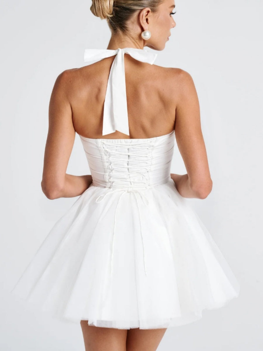 Halter Bra Tutu Bow Parties Mini&Short Dresses