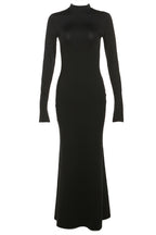 Mock Neck Long Sleeve Cut Out Back Bodycon Maxi Dress