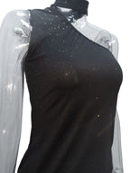 Sloping Shoulder Halter Neck Sequins Hip Wrap Sleeveless Mini&Short Dresses