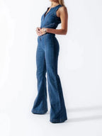 Denim Love High Waist Hollow Backless Jumpsuits