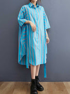 Stripes Cotton Blue Color Shirt Dress