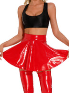 Glossy PU Leather Zipper Skirts