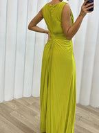 Crimp Slits Parties Maxi Dresses