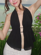 Hollow Out Neckband Straps Backless Tank Tops