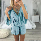 Tie Dye Wrap Front Rompers