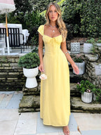 Liber Summer Women's Bandage Solid Color Maxi Dresses