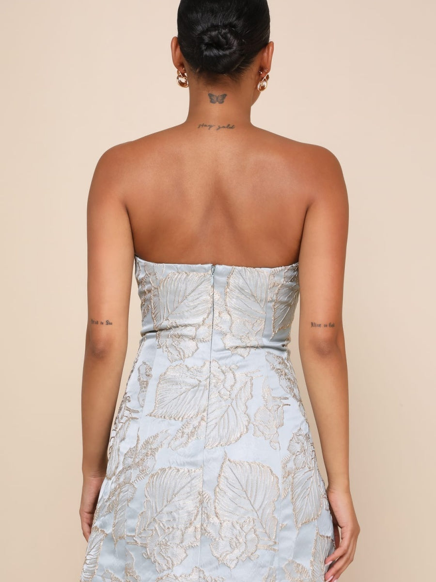 Brocade Jacquard Tube Top Parties Mini&Short Dresses