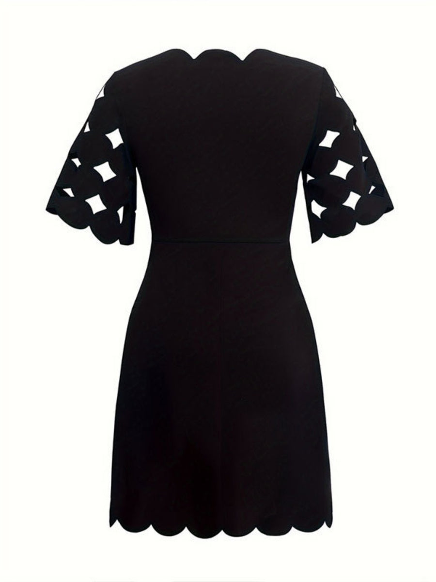 Burning Flowers Hollow Petal Edges Mini&Short Dresses