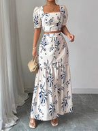 Jacket Skirt Hit Plants And Flowers 2-piece Sets