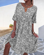 Victoria Aesthetic Half Sleeved Dress Made of Floral Cotton Material Chic Silhouette Collection