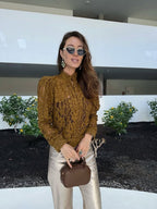 Applique Lace Stand Collar Cardigan Hollow Vacation Shirts
