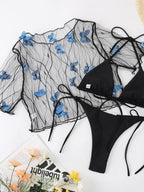 Butterfly Mesh Bikini Three-Piece Set
