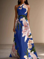 All-over Print Halter Waist Parties Vacation Maxi Dresses