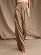 Commuting Loose High-waisted Straight Wide-leg Trousers