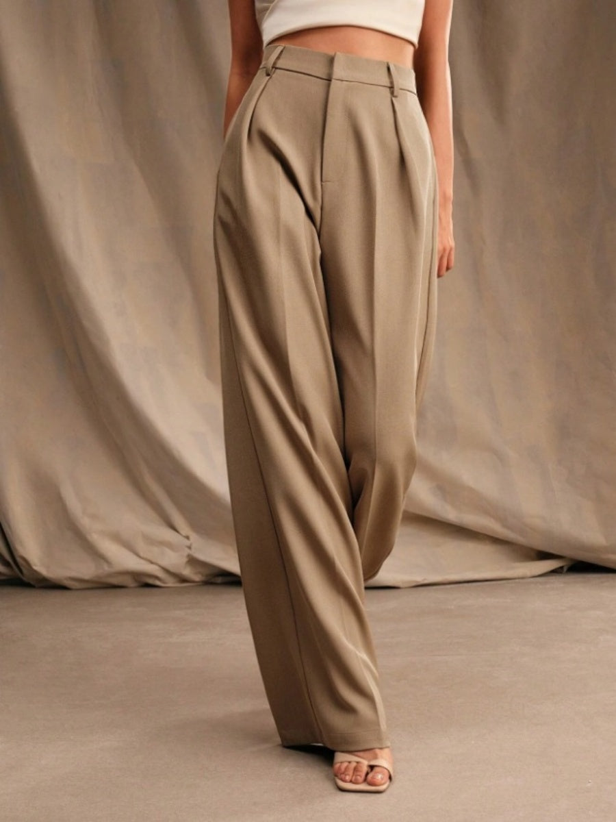 Commuting Loose High-waisted Straight Wide-leg Trousers