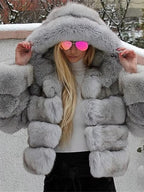 Artificial Fur Hooded Coat Parties Coats