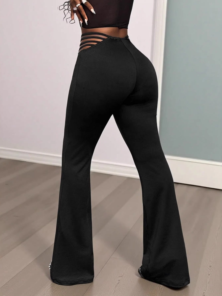 String Decoration Rhinestones Buttock Lift Bell-bottoms Stretch Pants