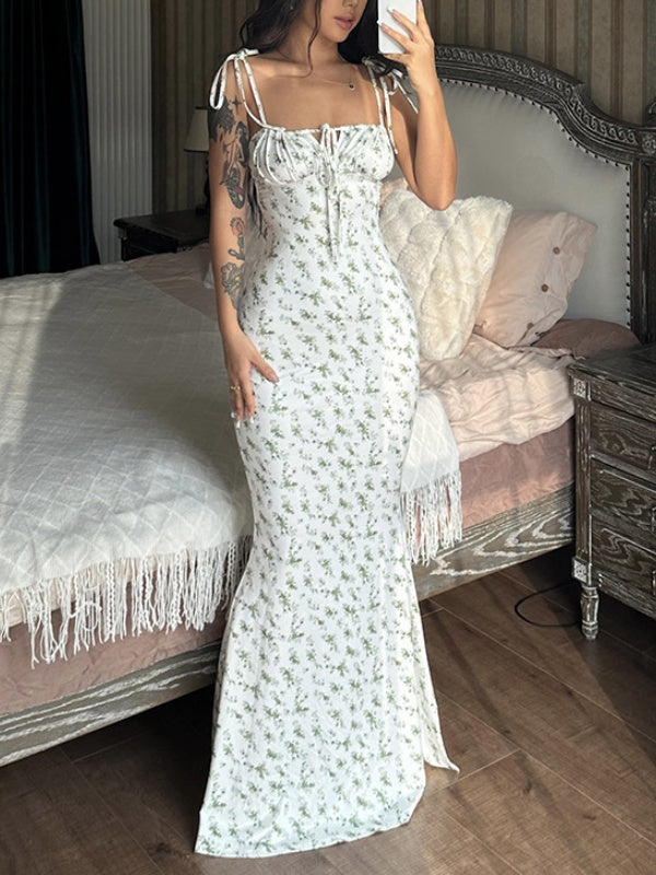 Floral Print Spaghetti Strap Maxi Dress