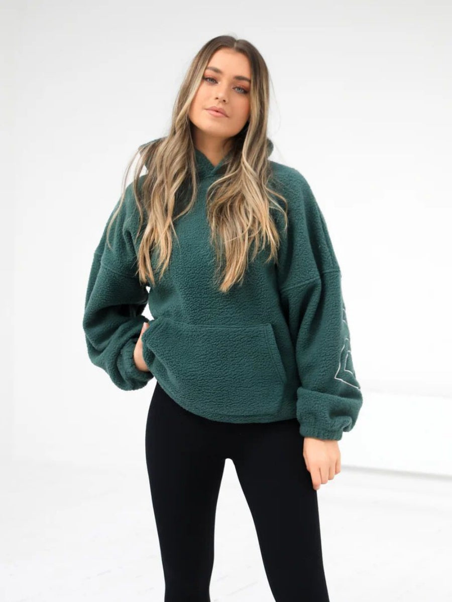 Fleece Letter Embroidery Thick Hooded Sweatshirt