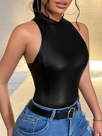 PU Patent Leather Tight-fitting Hip Body Bodysuits
