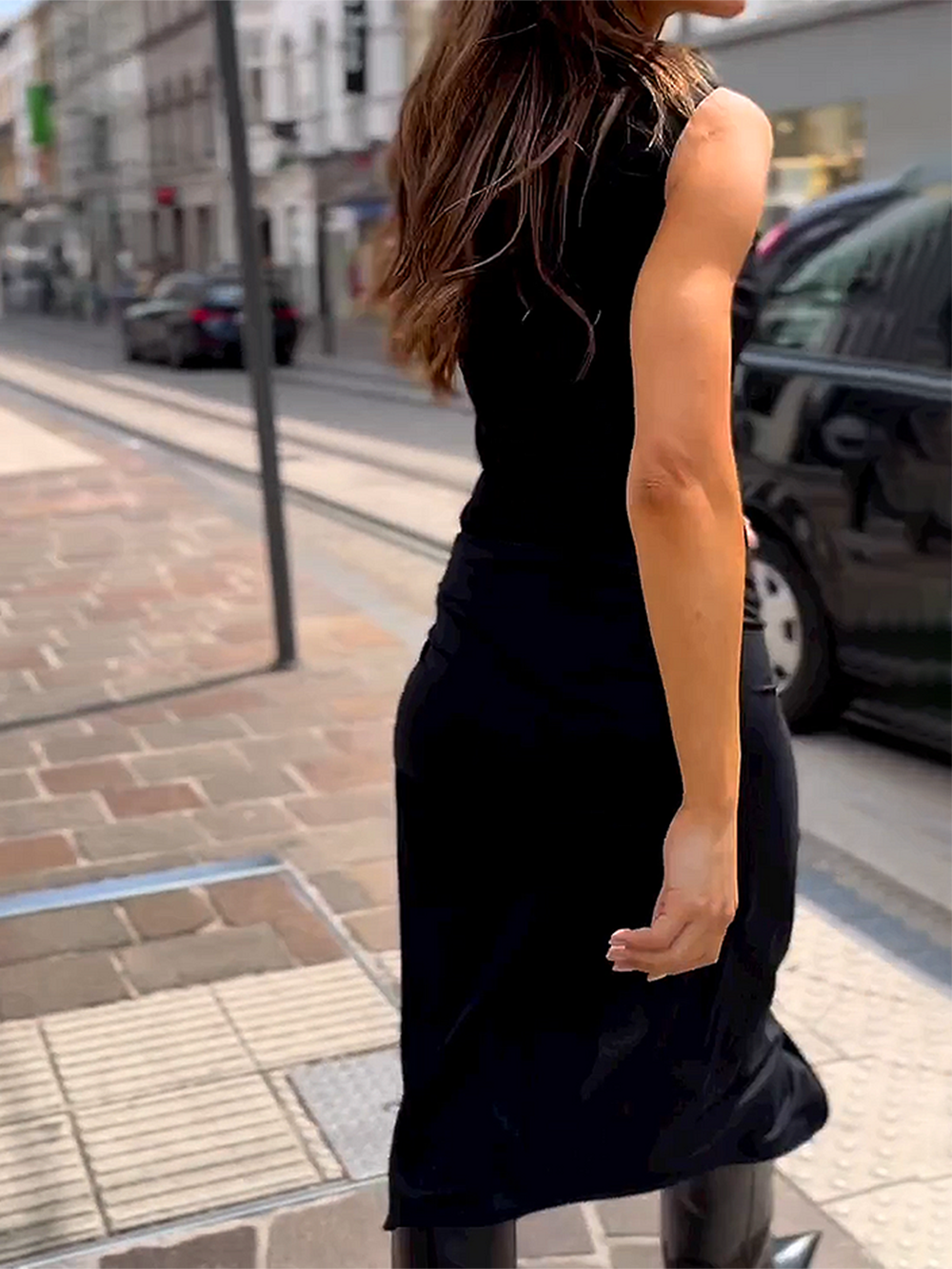 Mock Neck Sleeveless Knot Front Ruched Wrap Asymmetric Hem Midi Dress