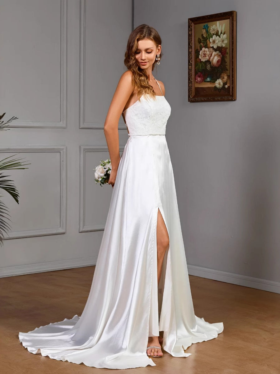 Sleeveless Camisoles White Tube Top Satin Sleeveless Wedding Evening Dress Maxi Dresses