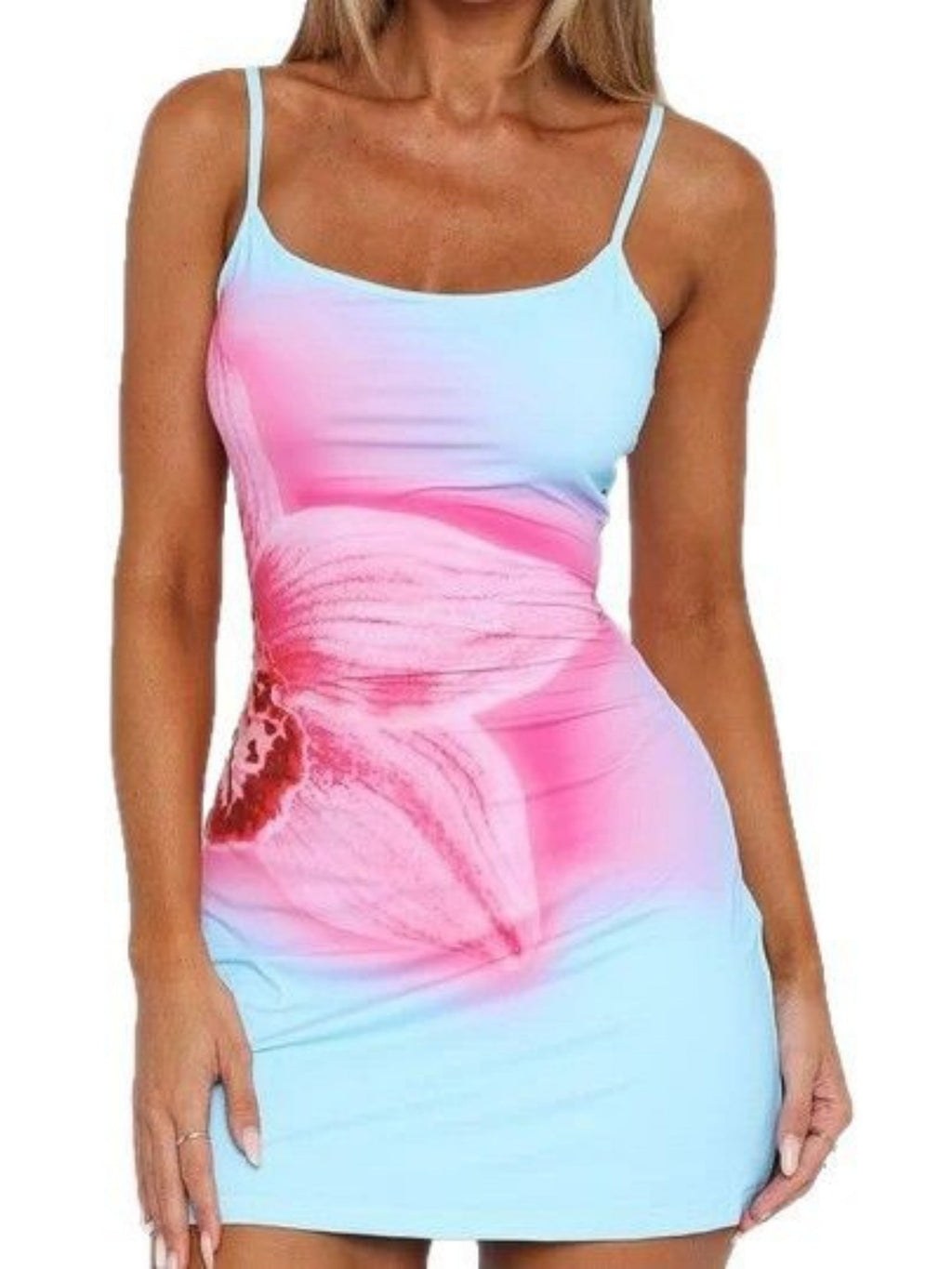 Floral Print Waist-cinching And Hip-hugging Camisoles Mini&Short Dresses