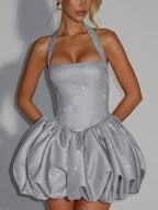 Glitter Neck Strap Slim-fit Mini&Short Dresses