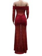 Lace Pleated Backless Maxi Dresses