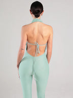 A Halter Neckline And Bare Back Tight-fitting Ropes Jumpsuits