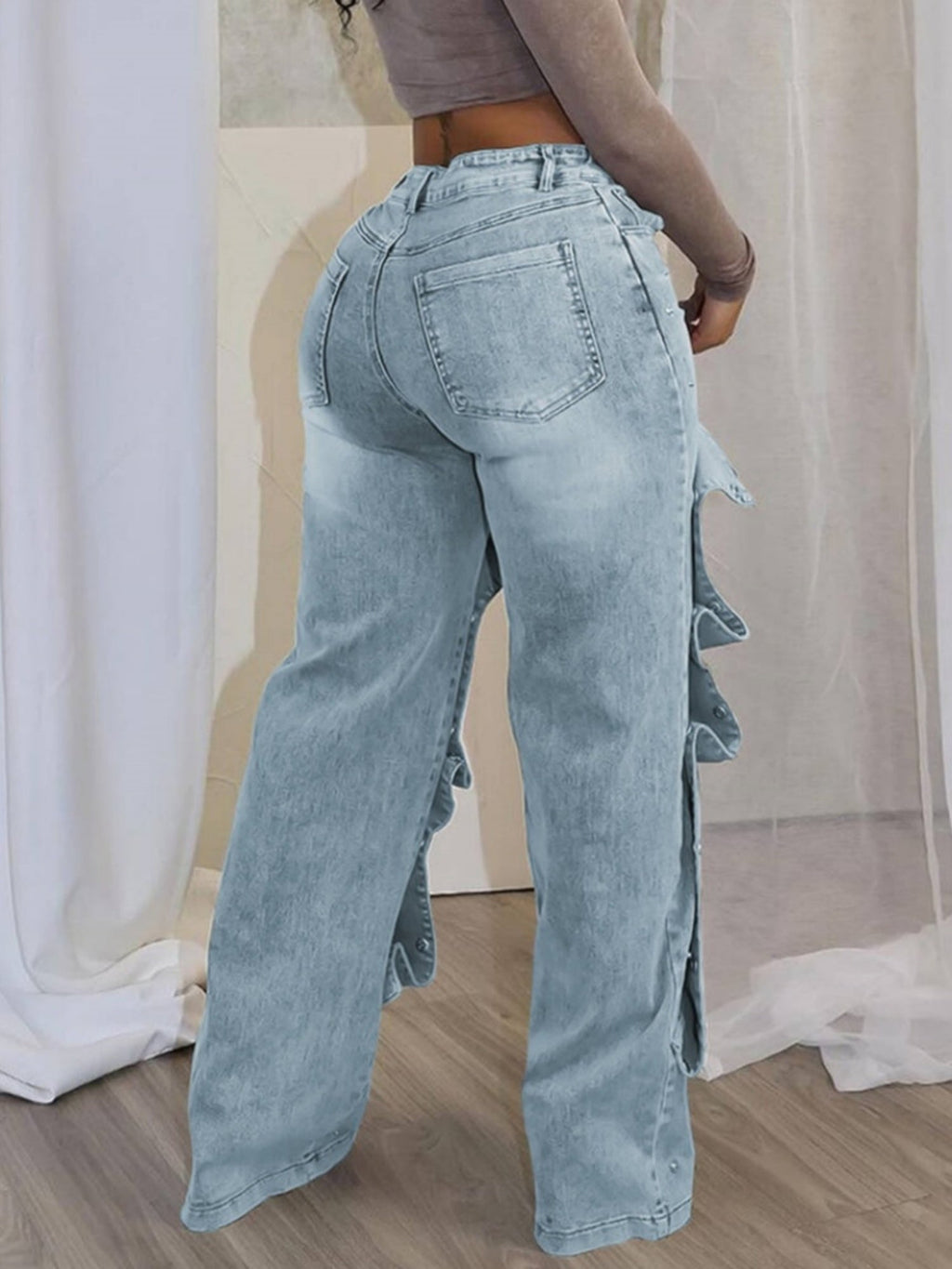 Splicing Fasteners Loose-fit Jeans