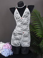 Lace See-through Tank Top And Shorts 2-piece Sets