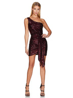 Sleeveless Bodycon One Shoulder Sequins Bandage Mini&Short Dresses