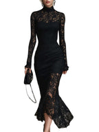 Lace Slim-fit Hip-hugging Banquet Maxi Dresses
