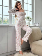 Floral Print Long-sleeved Loungewear Set