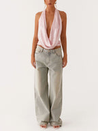 Sequined Halter Neck Backless Tie Sexy Suspenders
