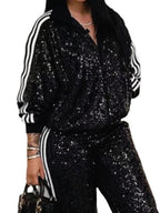 Slim Fit Sequins Jacket Pants Set Leisure 2-piece Sets