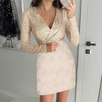 Celia Statement Sequin Dress with V Neck Chic Silhouette Collection