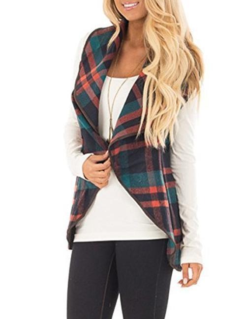 Pockets Plaid Jacket Vest