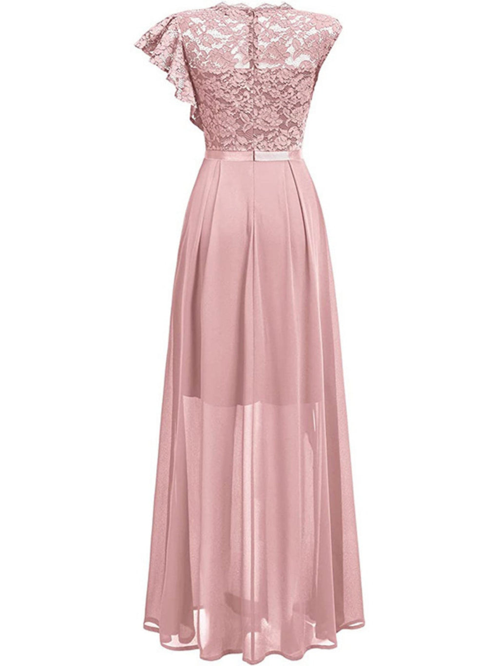 Lace Cutout Lace Patchwork Short-sleeved Long Dress