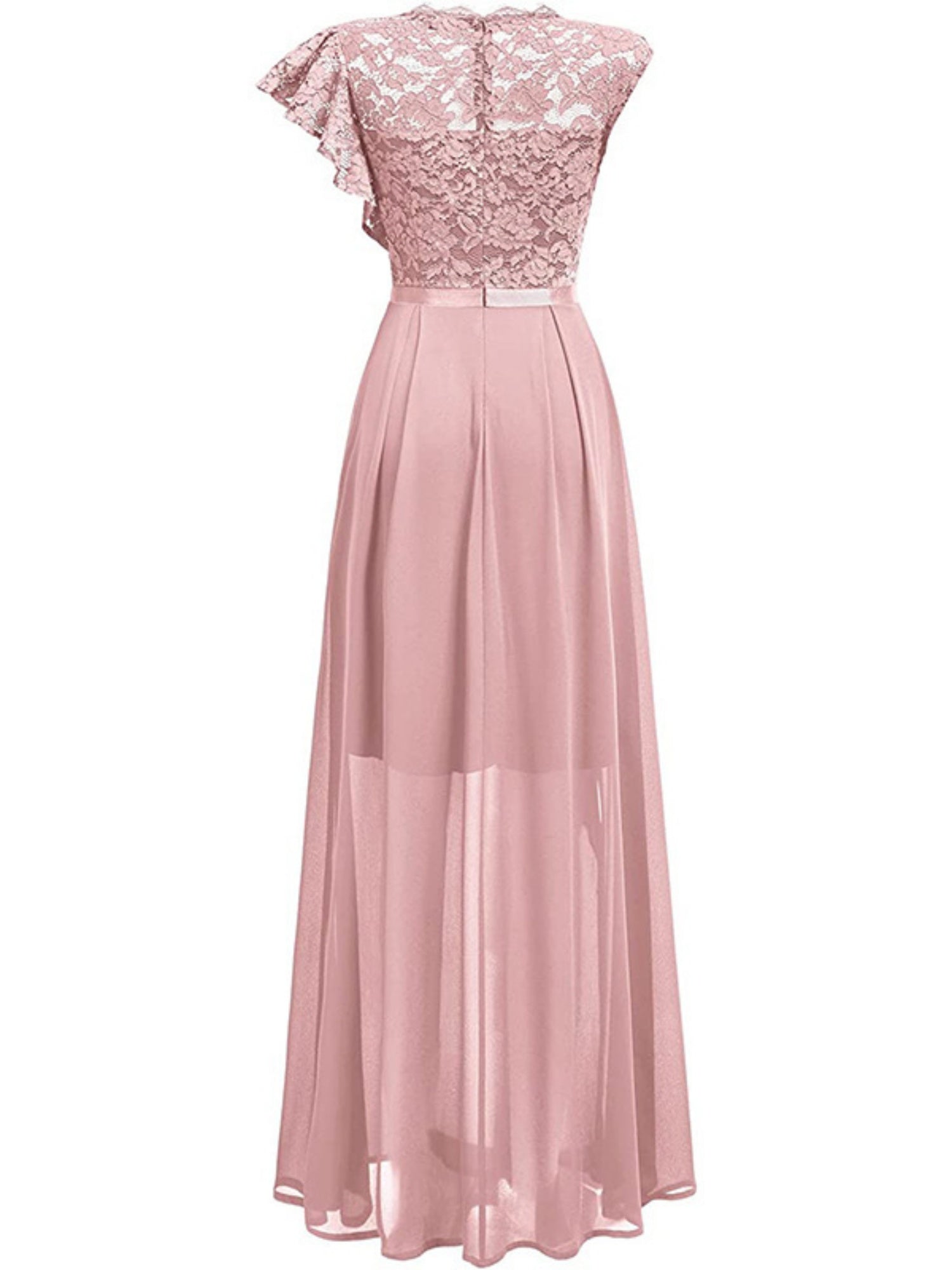Lace Cutout Lace Patchwork Short-sleeved Long Dress