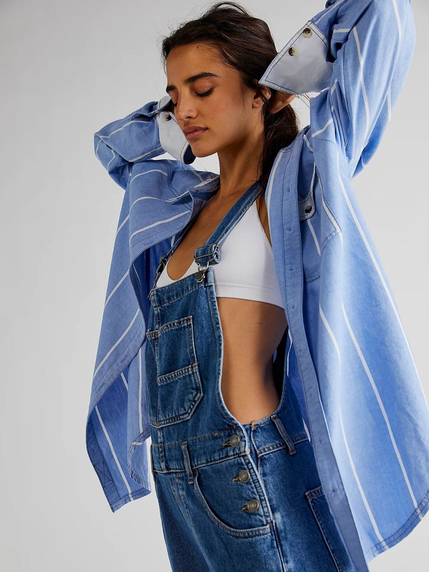 Washed Pocket Denim Overalls