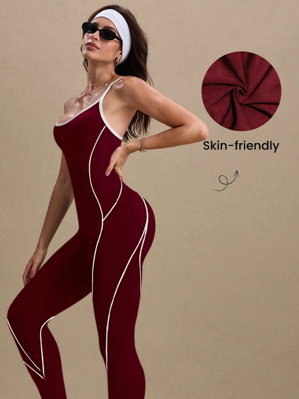 Cross Shoulder Straps Color-blocked Fitness Exercise Bodysuits