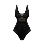 V neck mesh snake print mesh one piece swimwear