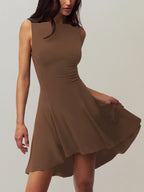 Off-the-shoulder Neckline Sleeveless Irregular Hem Mini&Short Dresses