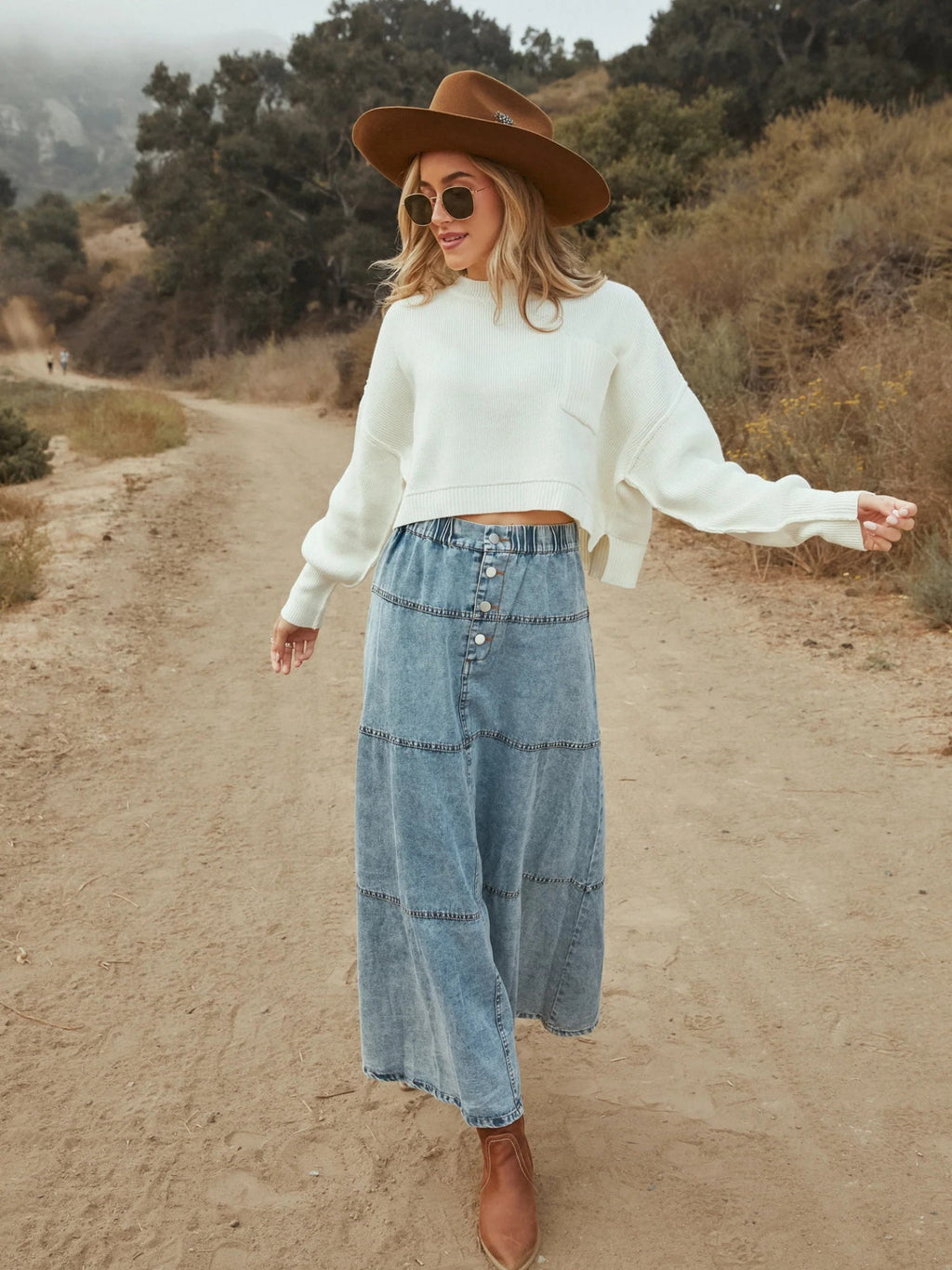 Denim Layered Splicing Skirts